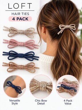 LOFT Bow Scrunchies Hair Ties 4 Pack Women's Hair Accessories